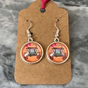 Handcrafted Jeep Girl 16mm Cabachon earrings
